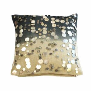 Coussin " GIPSY "  Encre   lin, sequins brodés