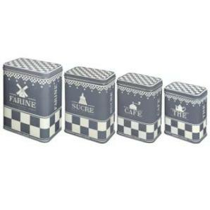 Lot de 4 bo?tes " Damier Gris "